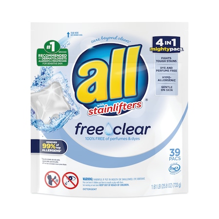 Mighty Pacs Free And Clear Super Concentrated Laundry Detergent, PK39